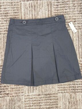 Amazon Essentials Gray Pleated Mini Skirt with Button Waist